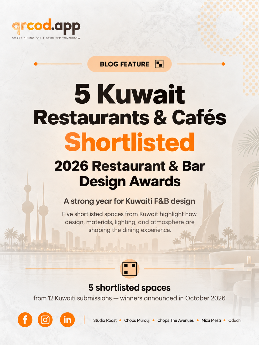 5 Kuwait Spots Shortlisted for the 2026 Restaurant and Bar Design Awards